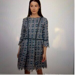 Maje Blue and White Eyelet Dress- Juniors T 3- Originally $545
